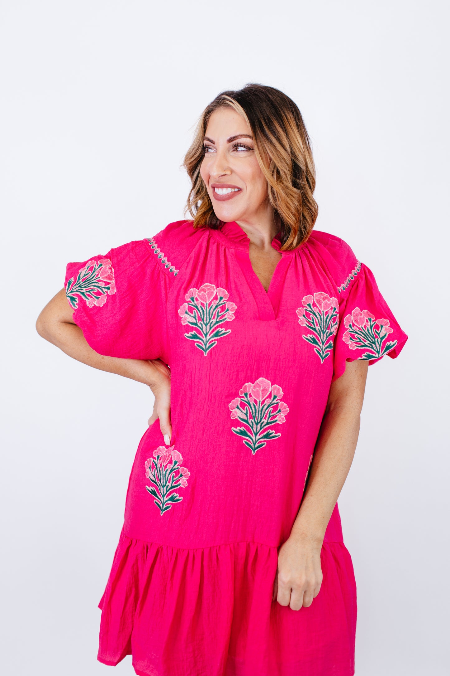 Flourish and Flounce Dress in Fuchsia - Reg/Curvy