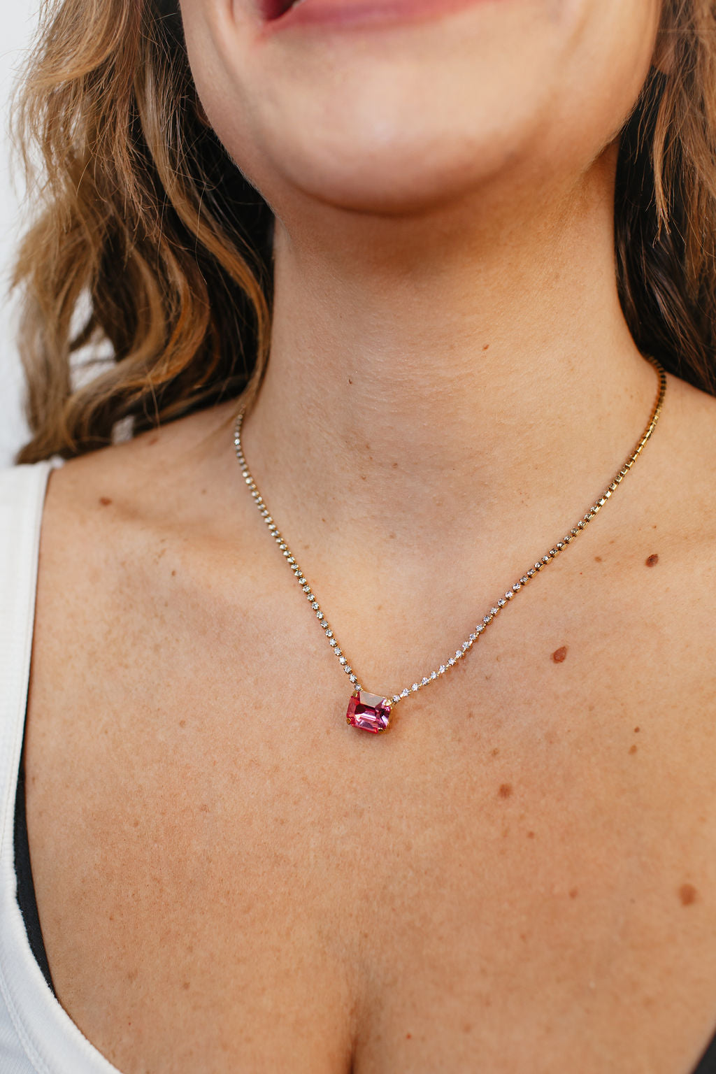 Tova Rhys Rectangle Necklace in Rose - FINAL SALE