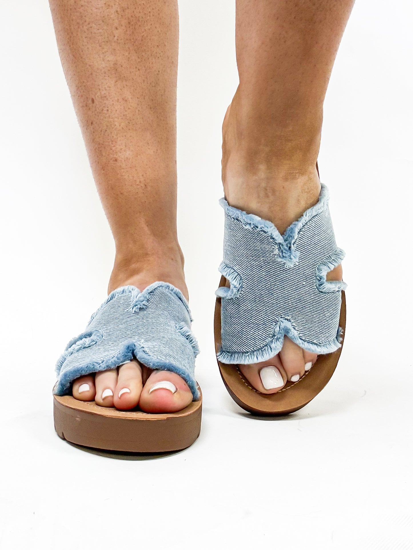 Corky's Light Blue Frayed Hold Please Sandals