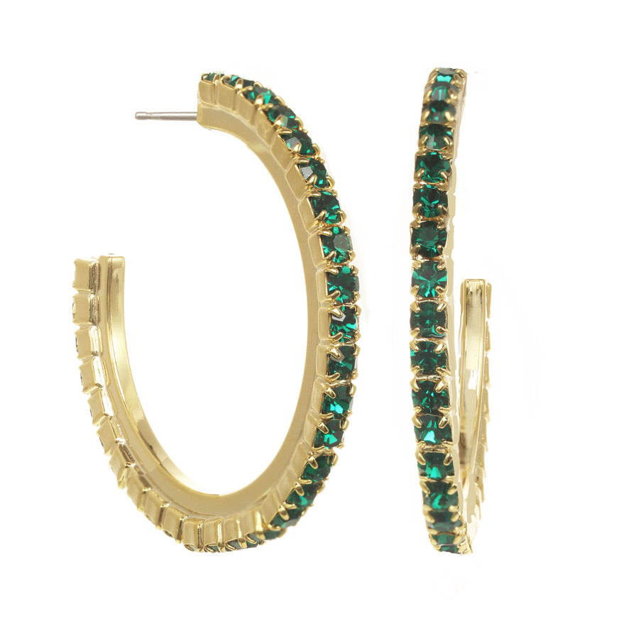 Tova Slim Hoops in Emerald - FINAL SALE