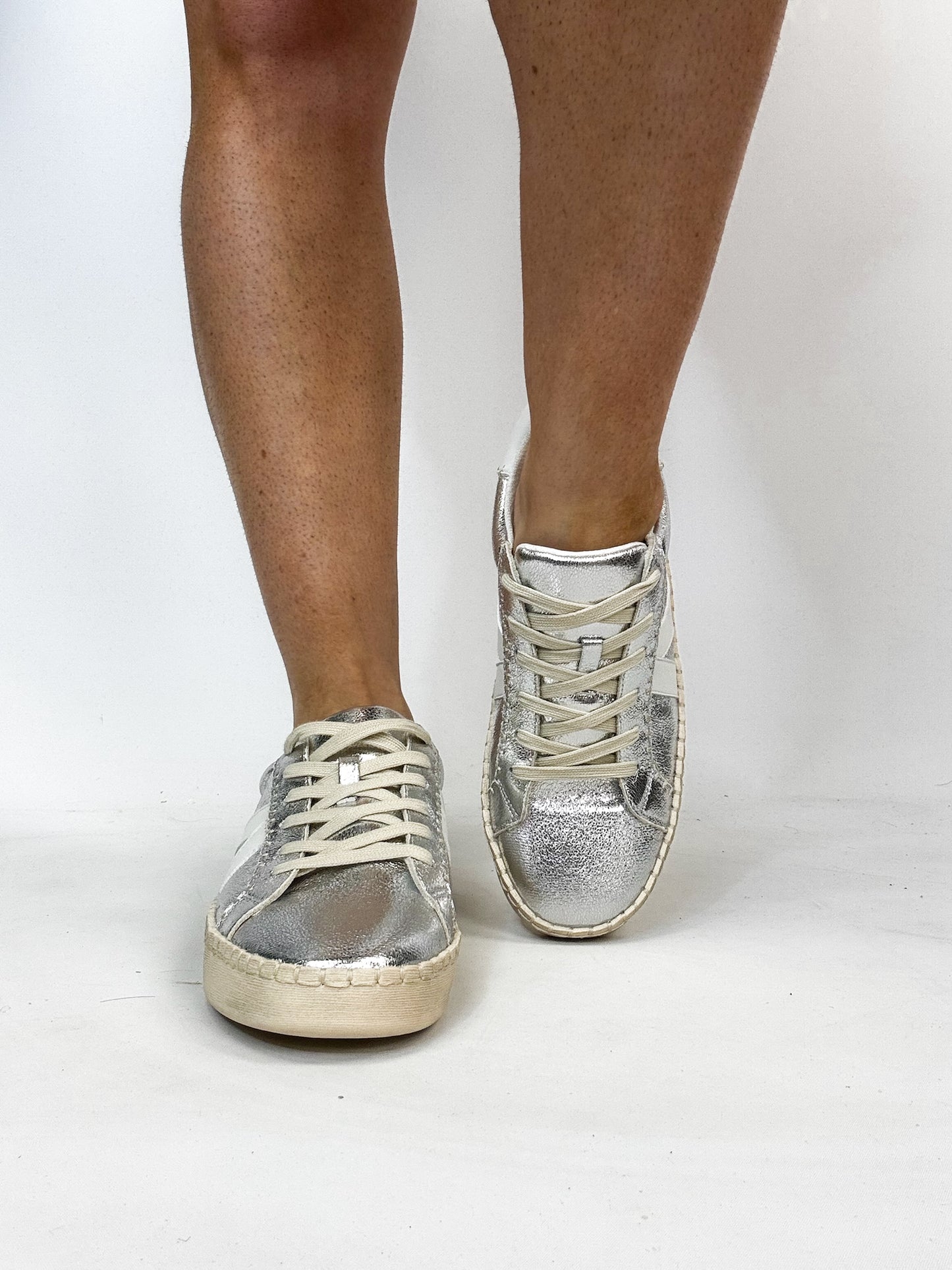 Corky's Silver Crinkle Metallic Friend Zone Sneakers