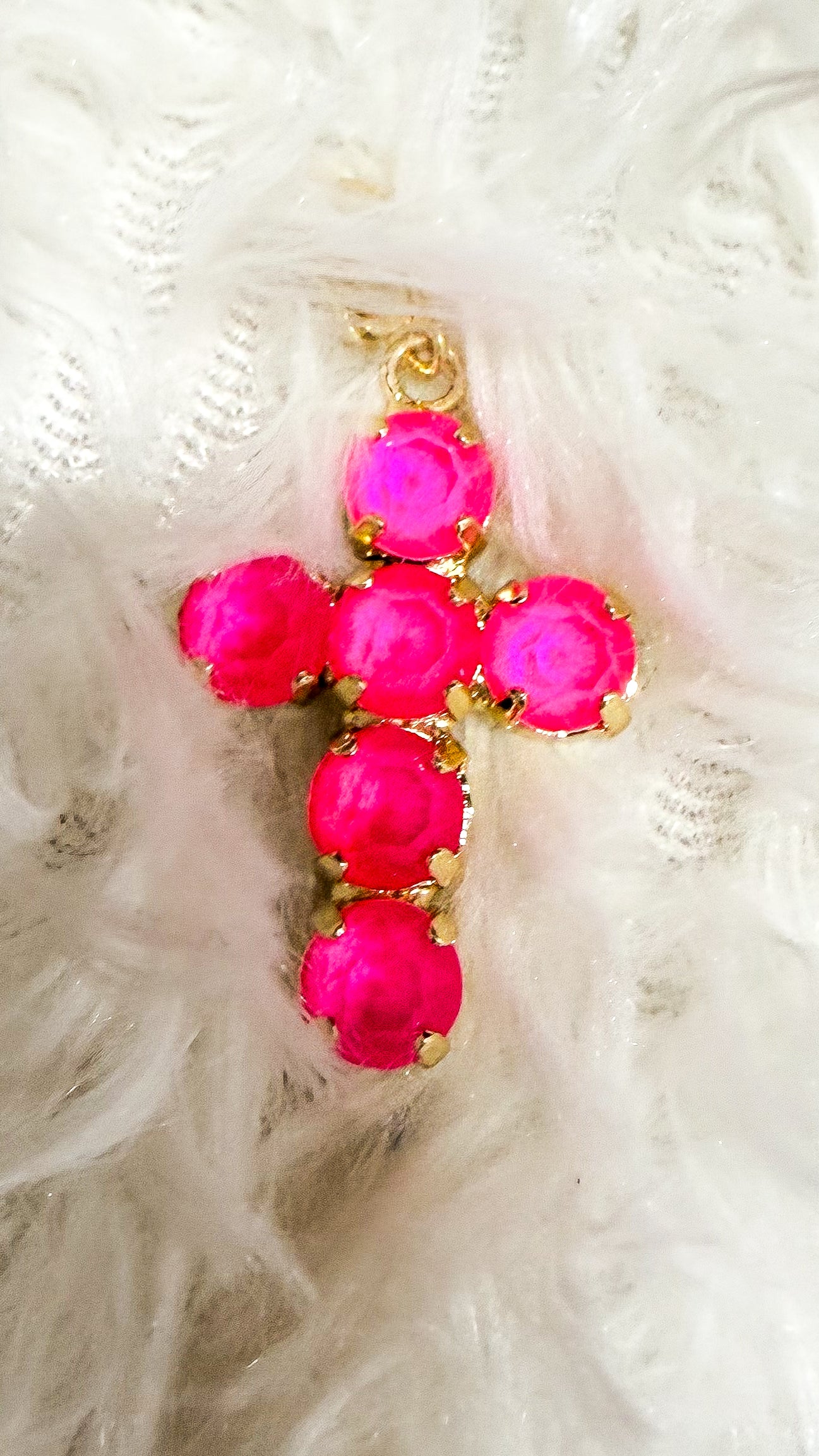 Mini Cross Charms in Gold Hot Pink