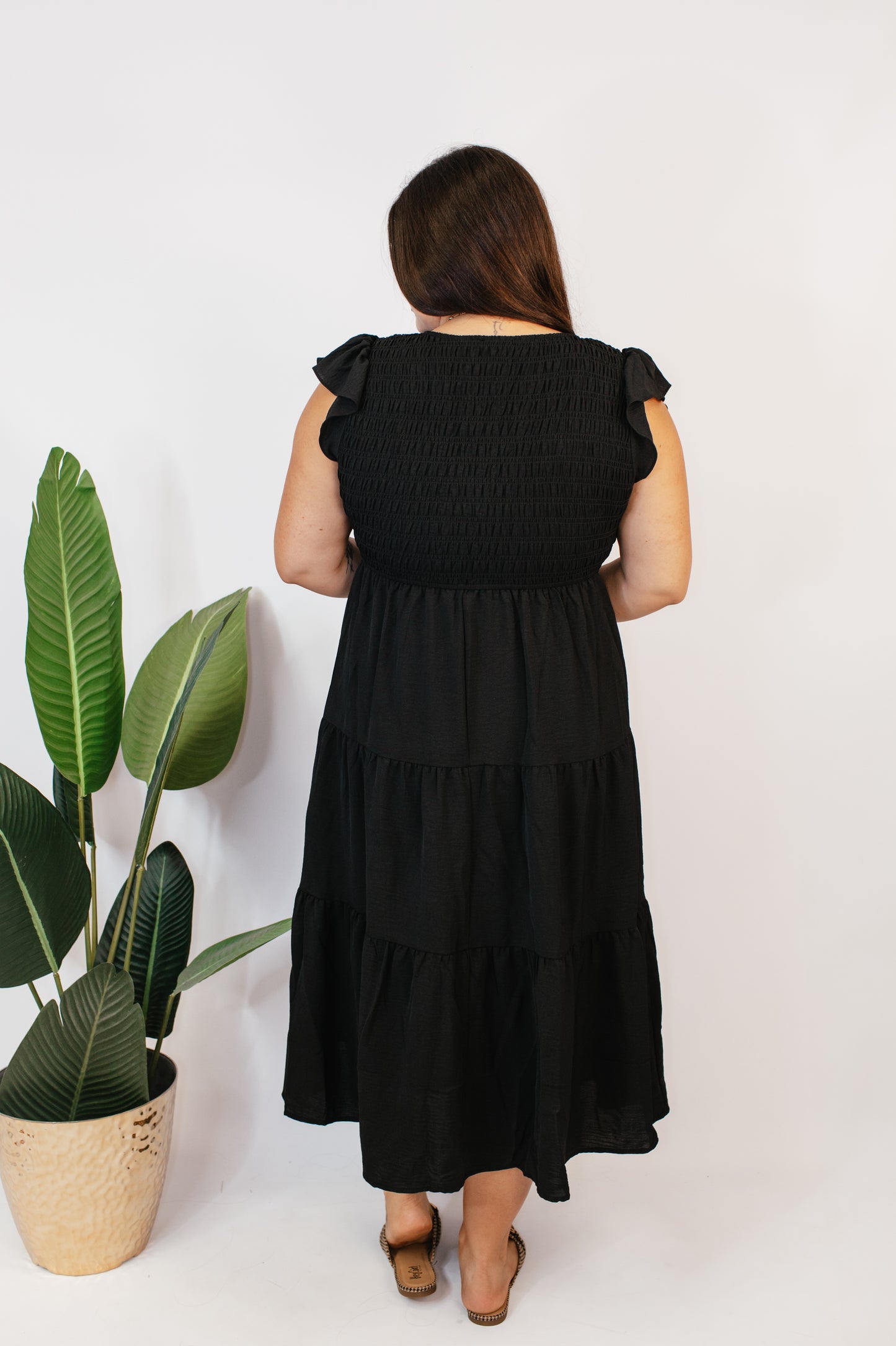 Midnight Flutter Midi Dress