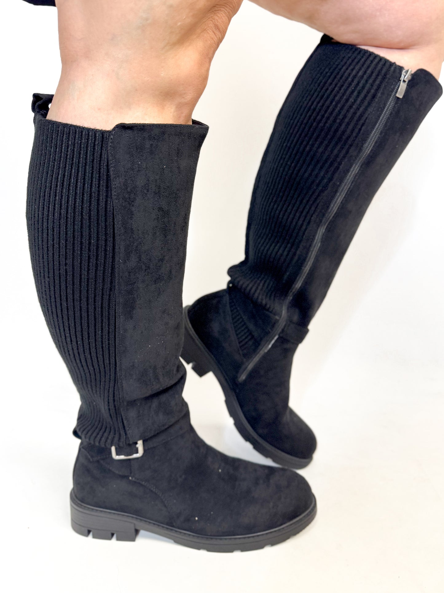 Corky's Black Faux Suede Hay There Boots Wide Calf Friendly