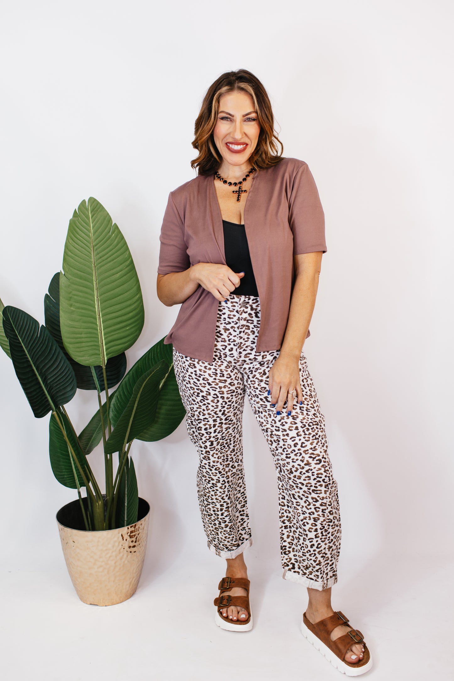 Basic Cardigan in Brown - Reg/Curvy