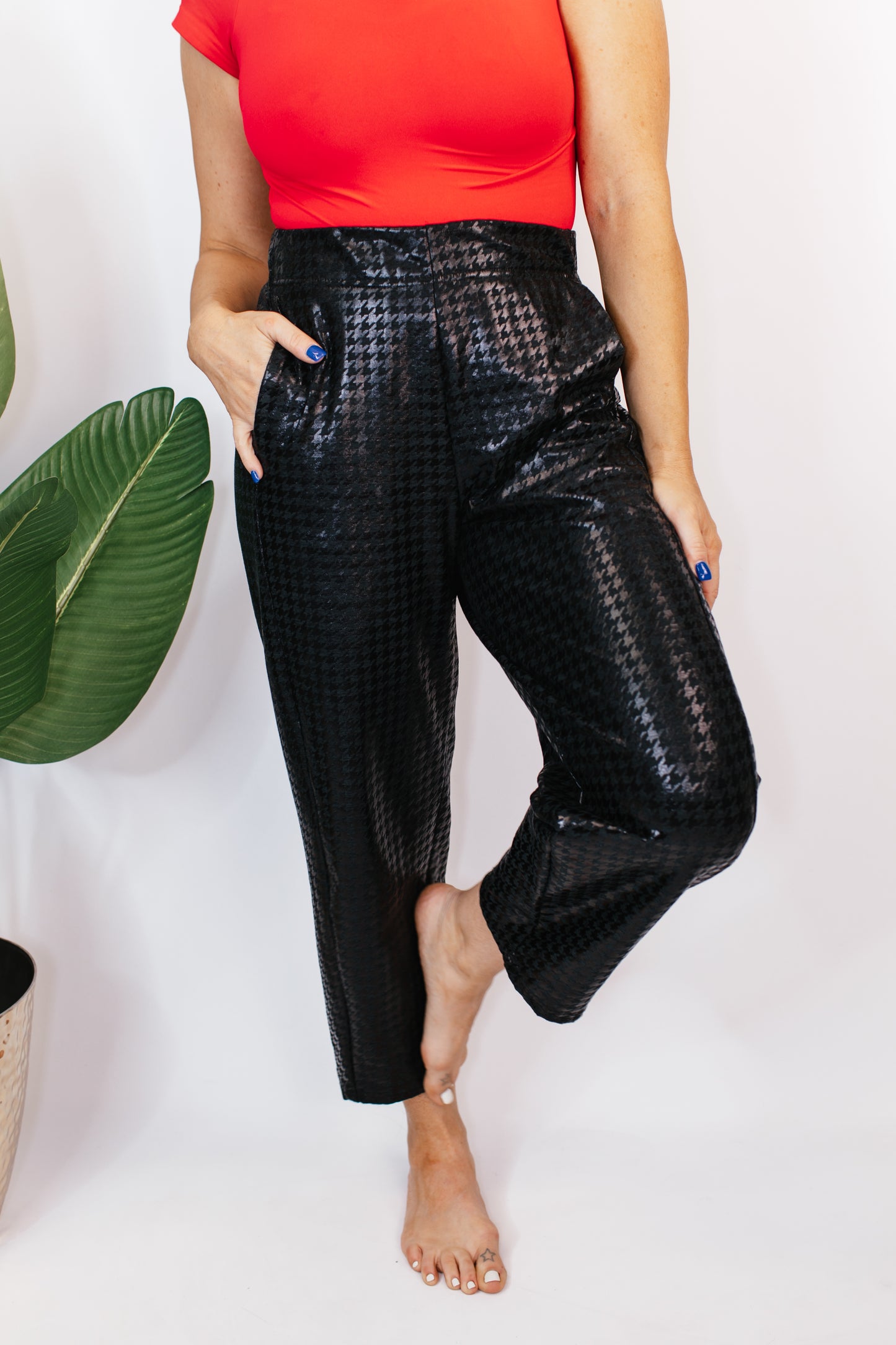 Barrel Pants in Black Houndstooth - Reg/Curvy