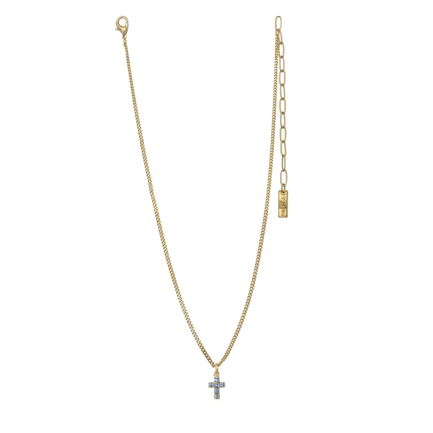 Tova Single Mini Cross Necklace in Light Sapphire - FINAL SALE