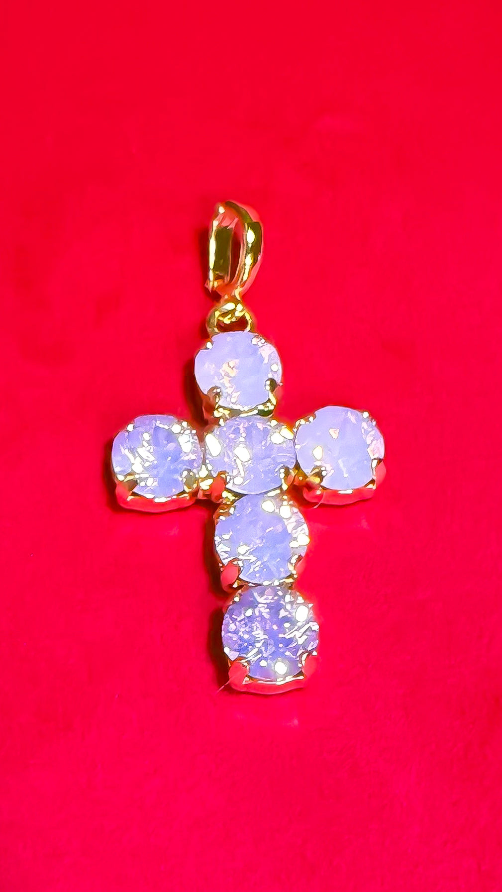 Mini Cross Charms in Gold Lavender