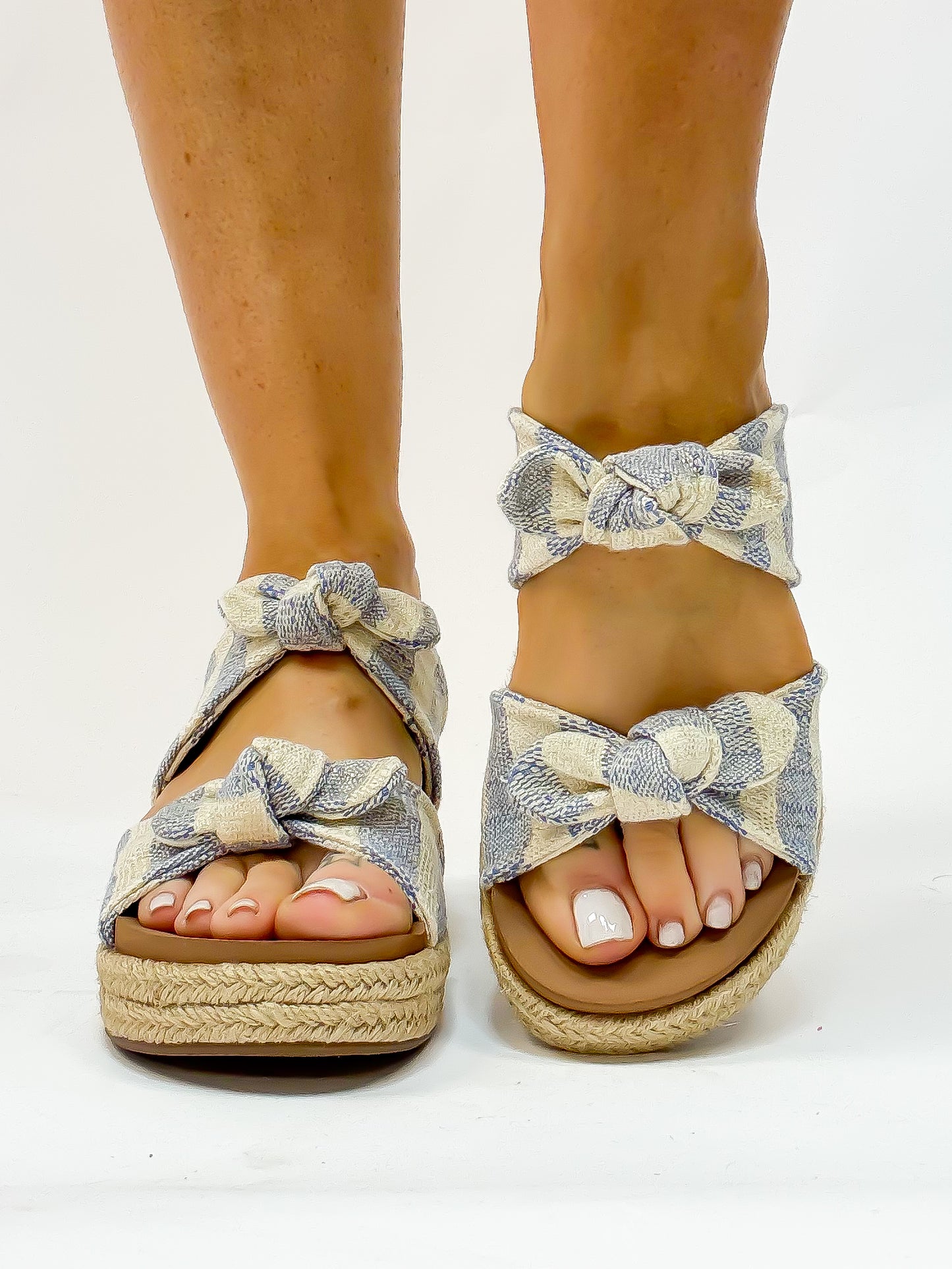 Corky's Blue Natural Stripe Tie The Knot Sandals FINAL SALE