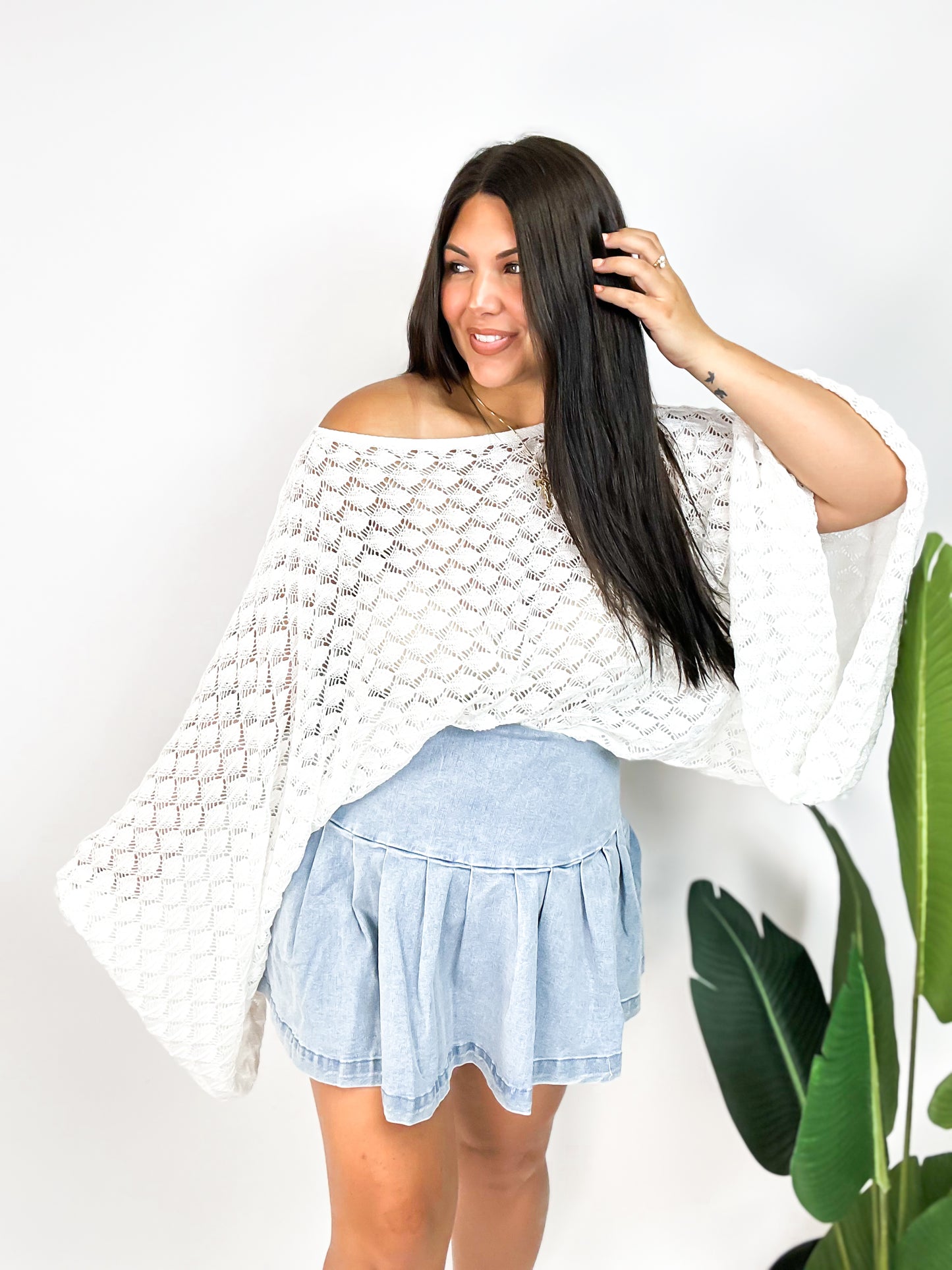 Free Spirit Bell Sleeve Top in White