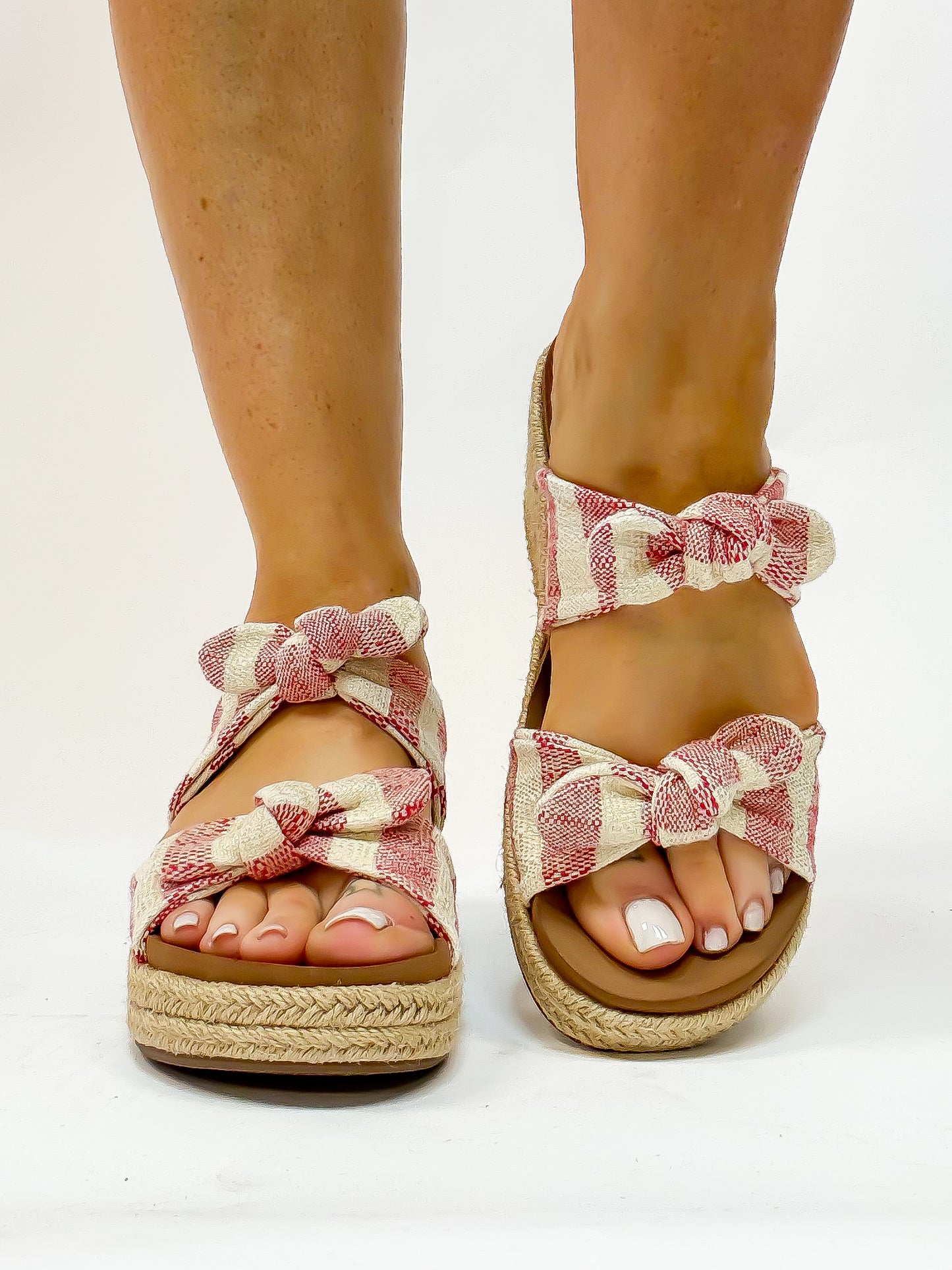 Corky's Red Natural Stripe Tie The Knot Sandals- FINAL SALE