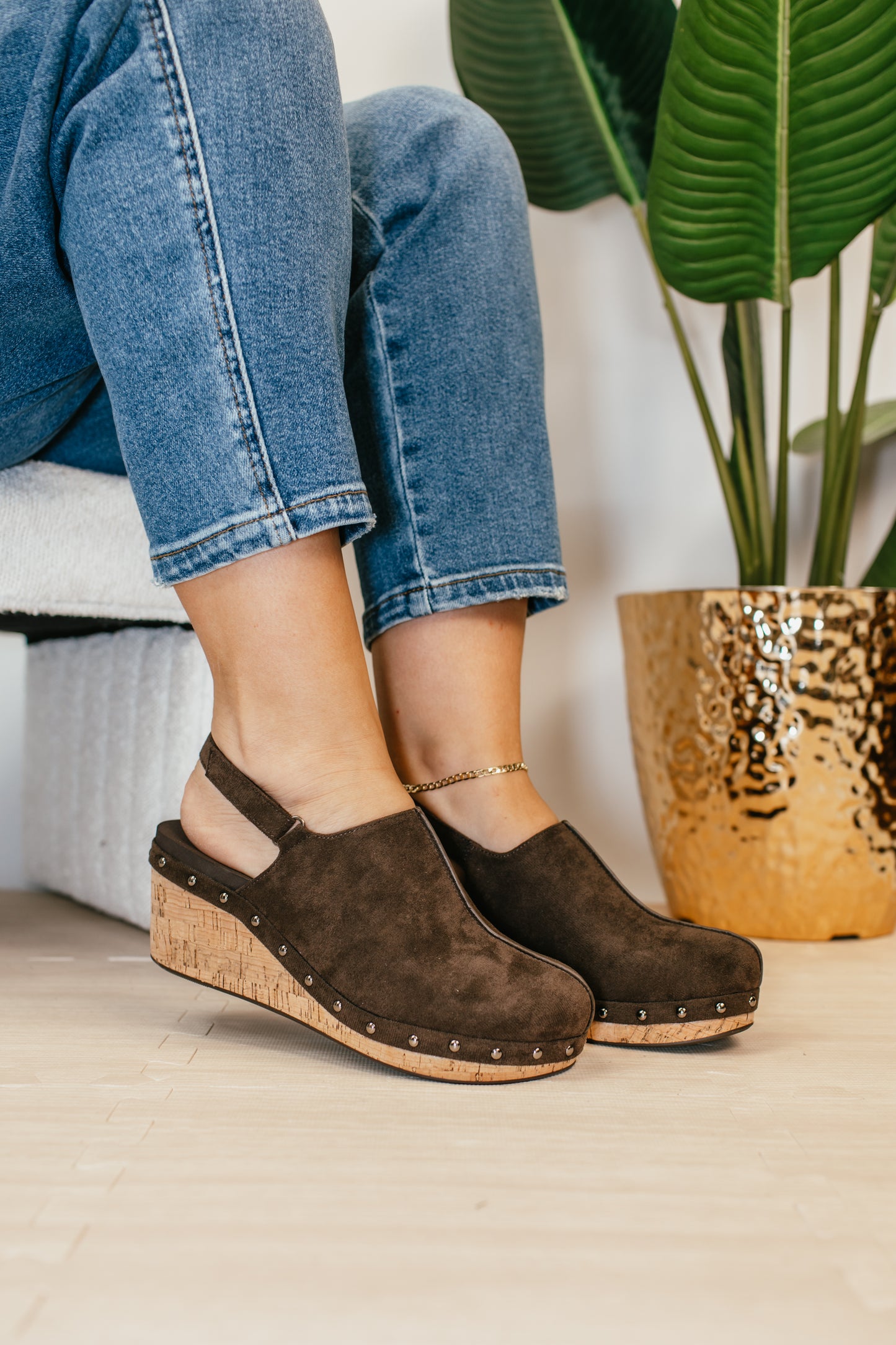 Corky's Chocolate Faux Suede Make Em Blush Wedges