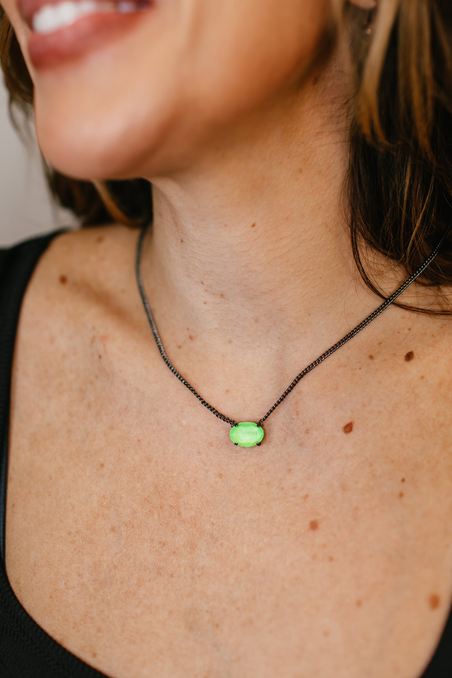 Tova Iza Necklace in Gunmetal Electric Green - FINAL SALE