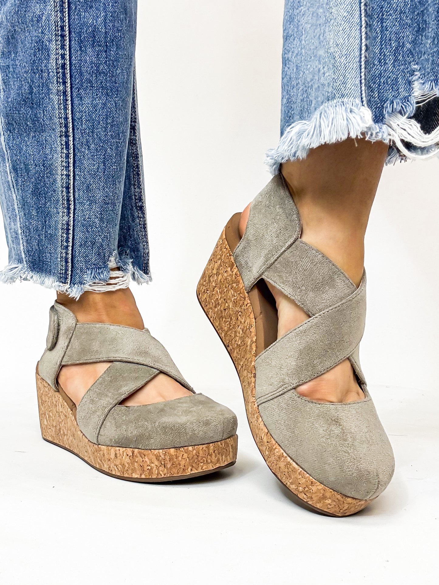 Corky's Grey Faux Suede Case Closed Shoes