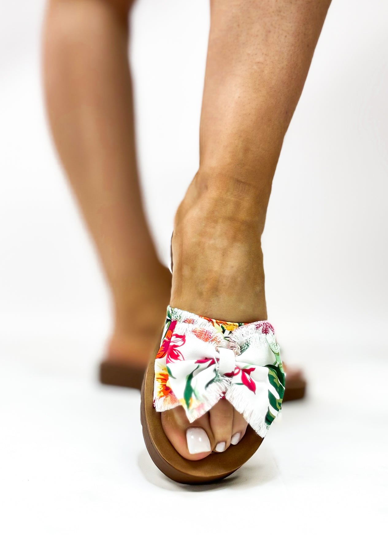 Corky's White Floral Spray Tan Sandals FINAL SALE