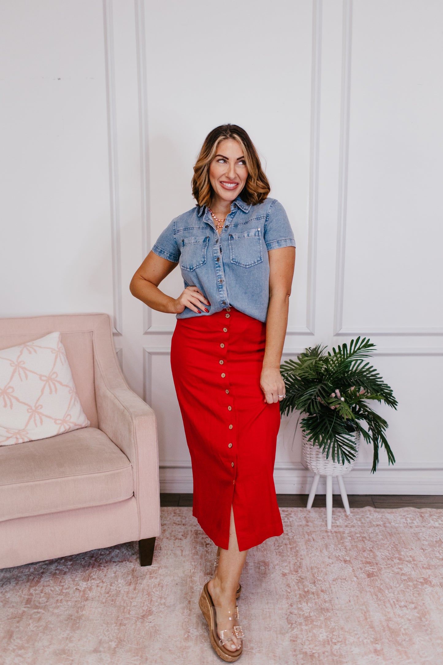 Buttoned Blues Top - Reg/Curvy