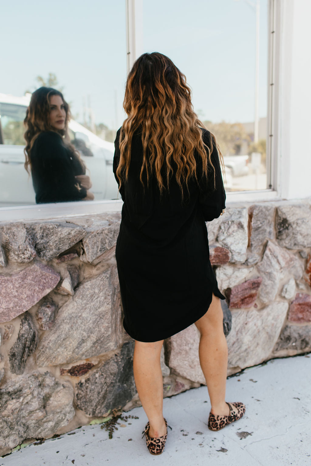 Wild & Chic Button-Up Dress In Black - Reg & Curvy