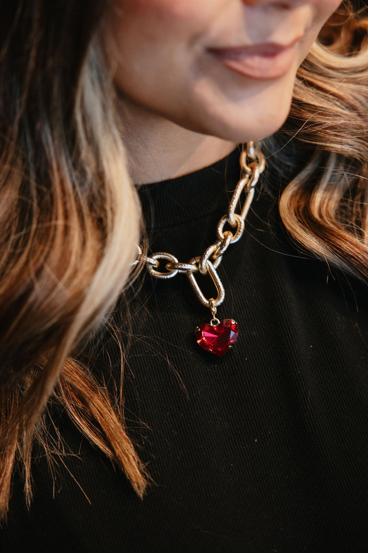 Medium Heart Charm in Red Sparkle