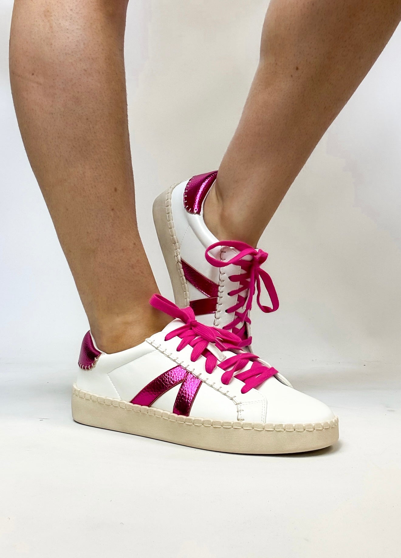 Corky's White Pink Friend Zone Sneakers