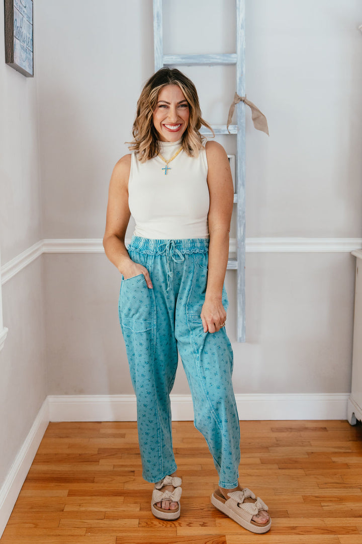 Forget Me Not Pants In Teal Blue