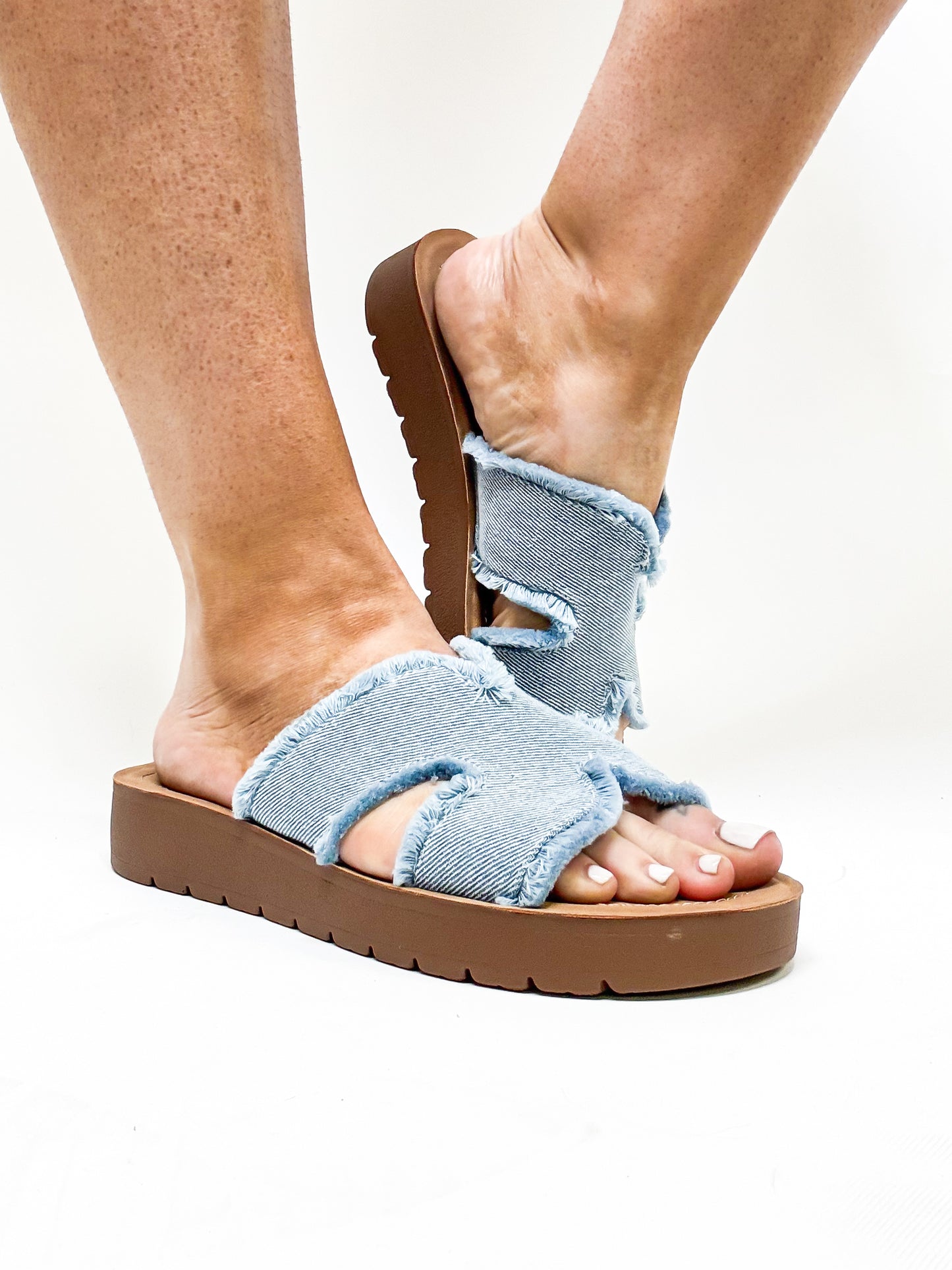 Corky's Light Blue Frayed Hold Please Sandals