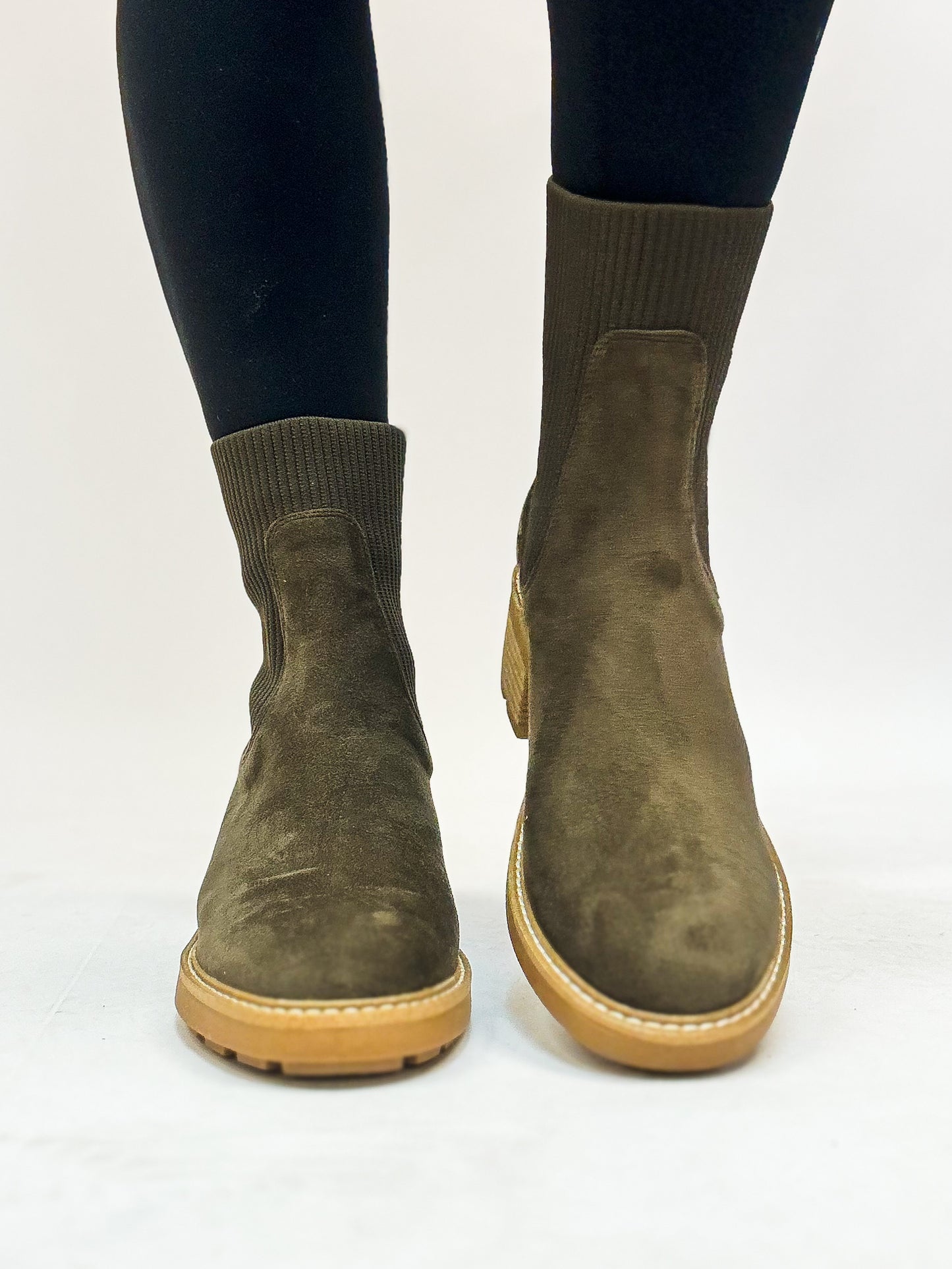 Corky's Khaki Faux Suede Goodness Gracious Boots FINAL SALE