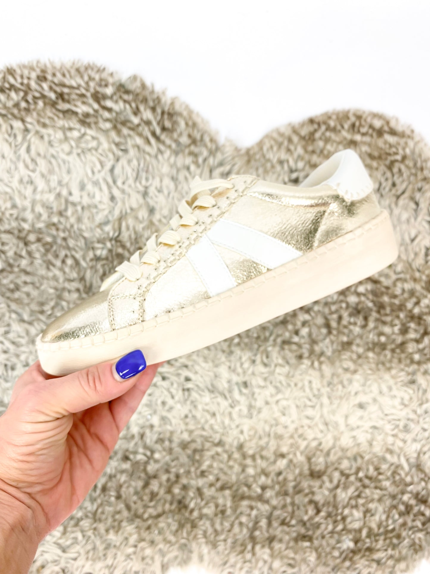 Corky's Gold Crinkle Metallic Friend Zone Sneakers