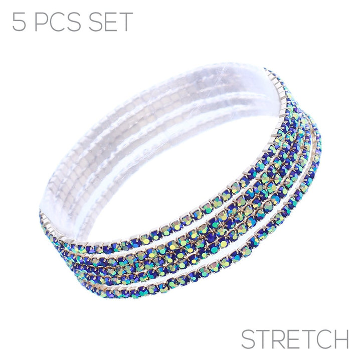 5 Strand Elastic Stretch Bracelets In Sapphire Gold - Macoma Boutique315 Jewelry