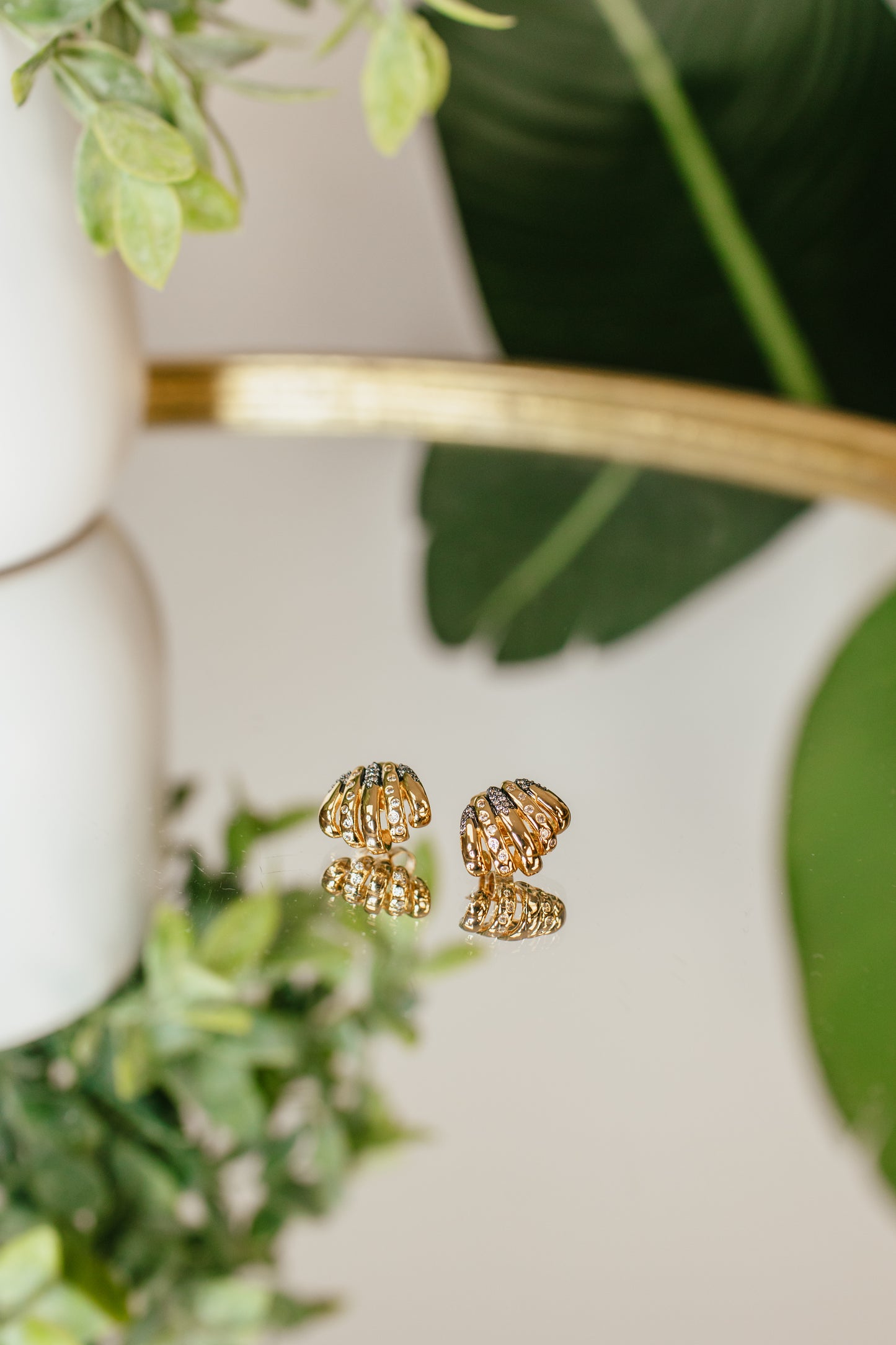 5 Rows Scattered Pave Earring in Black Rhodium