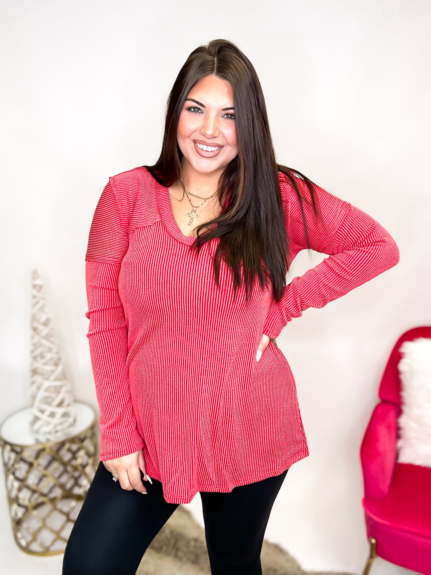 Here We Go Top in Red - Reg/Curvy - FINAL SALE