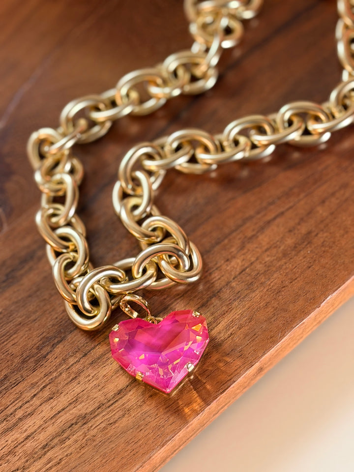 Love Struck Heart Charm In Hot Pink