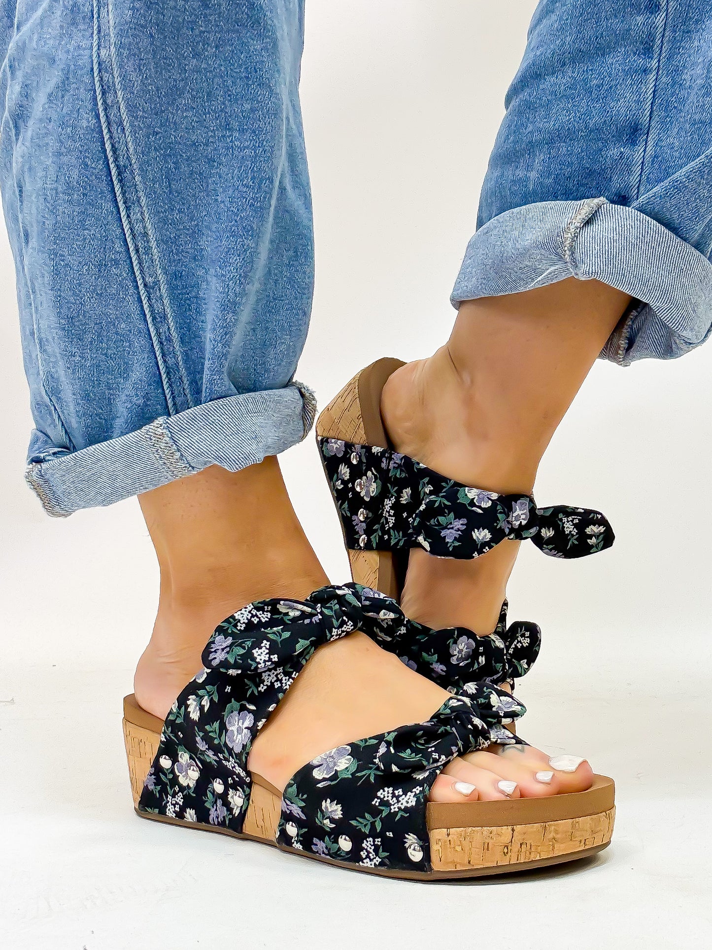 Corky's Black Floral Sittin Pretty Wedges FINAL SALE