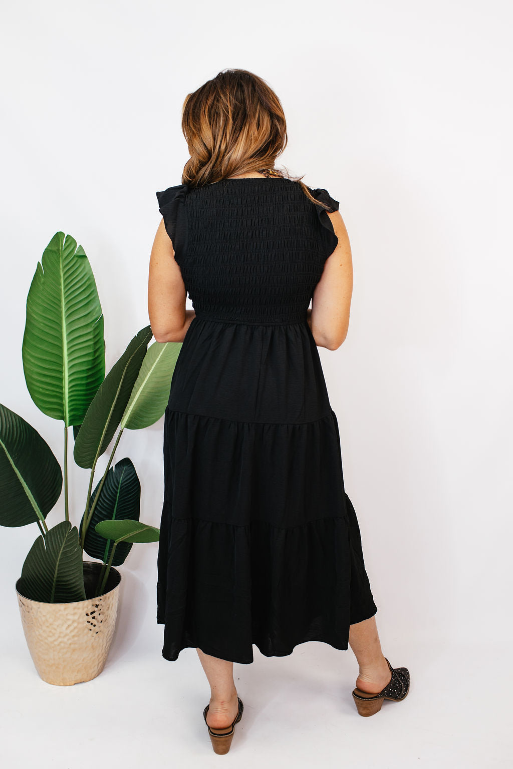 Midnight Flutter Midi Dress