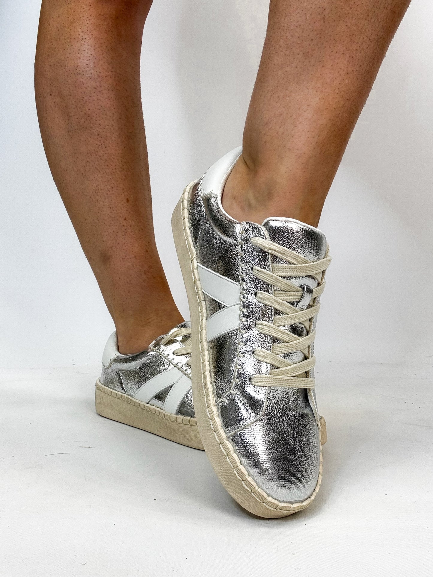 Corky's Silver Crinkle Metallic Friend Zone Sneakers