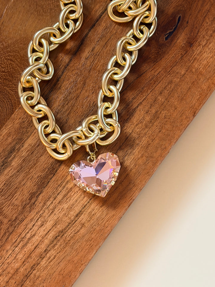Love Struck Heart Charm In Light Pink