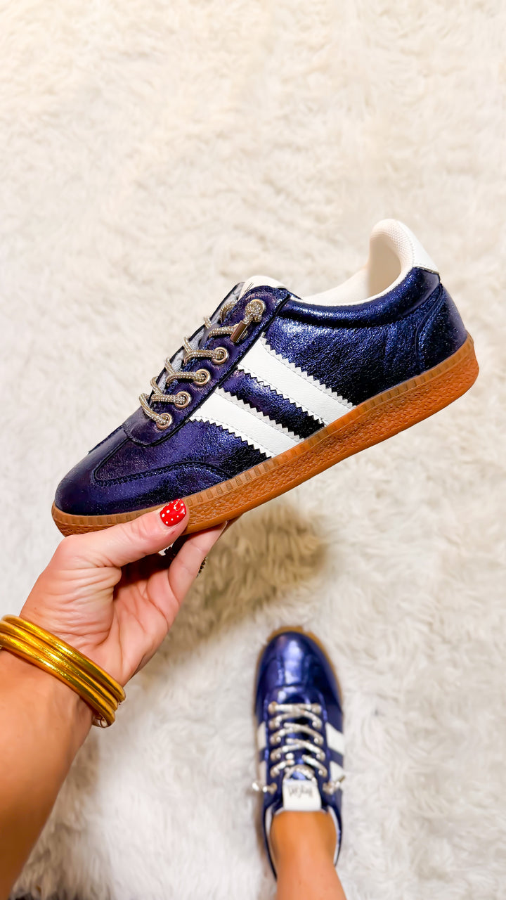 Corky's Navy Metallic Heads Up Sneakers
