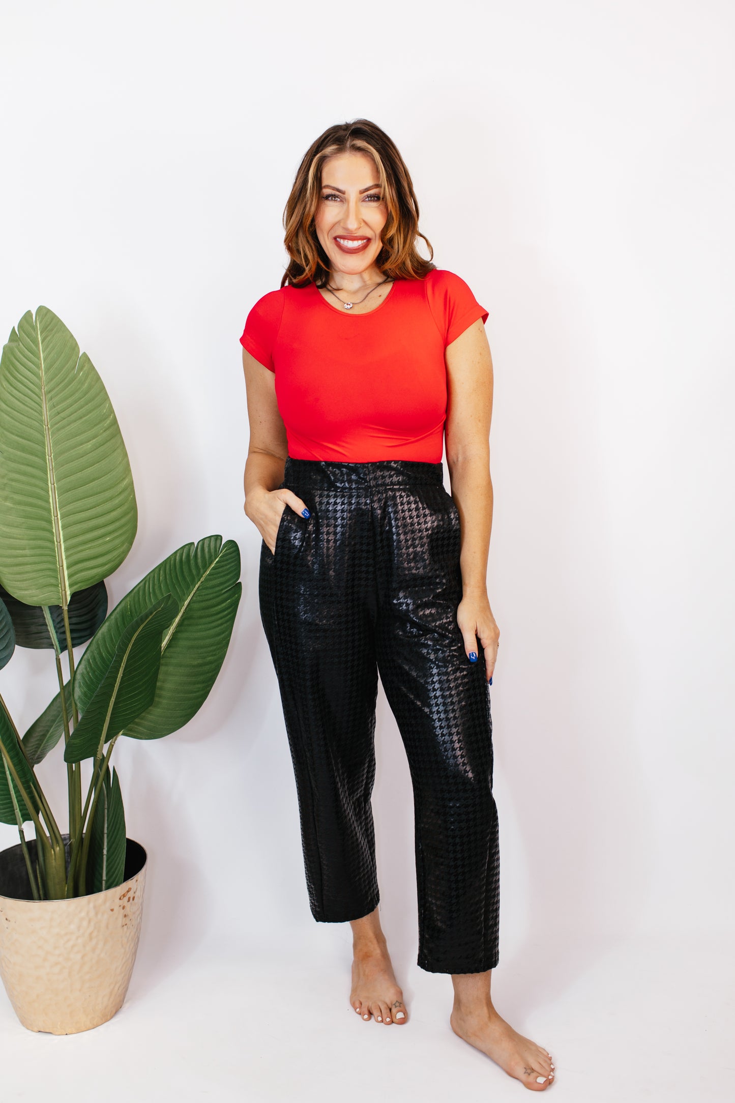 Barrel Pants in Black Houndstooth - Reg/Curvy
