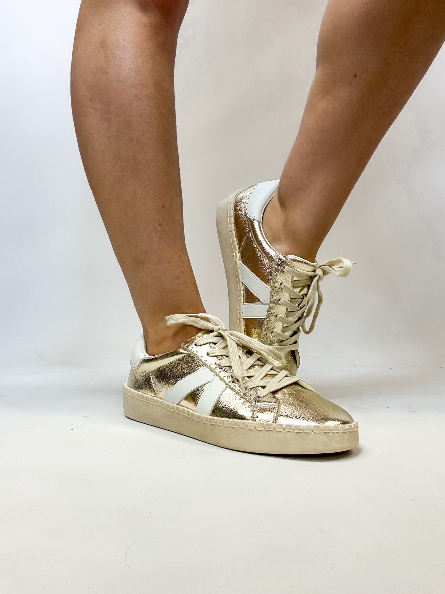 Corky's Gold Crinkle Metallic Friend Zone Sneakers