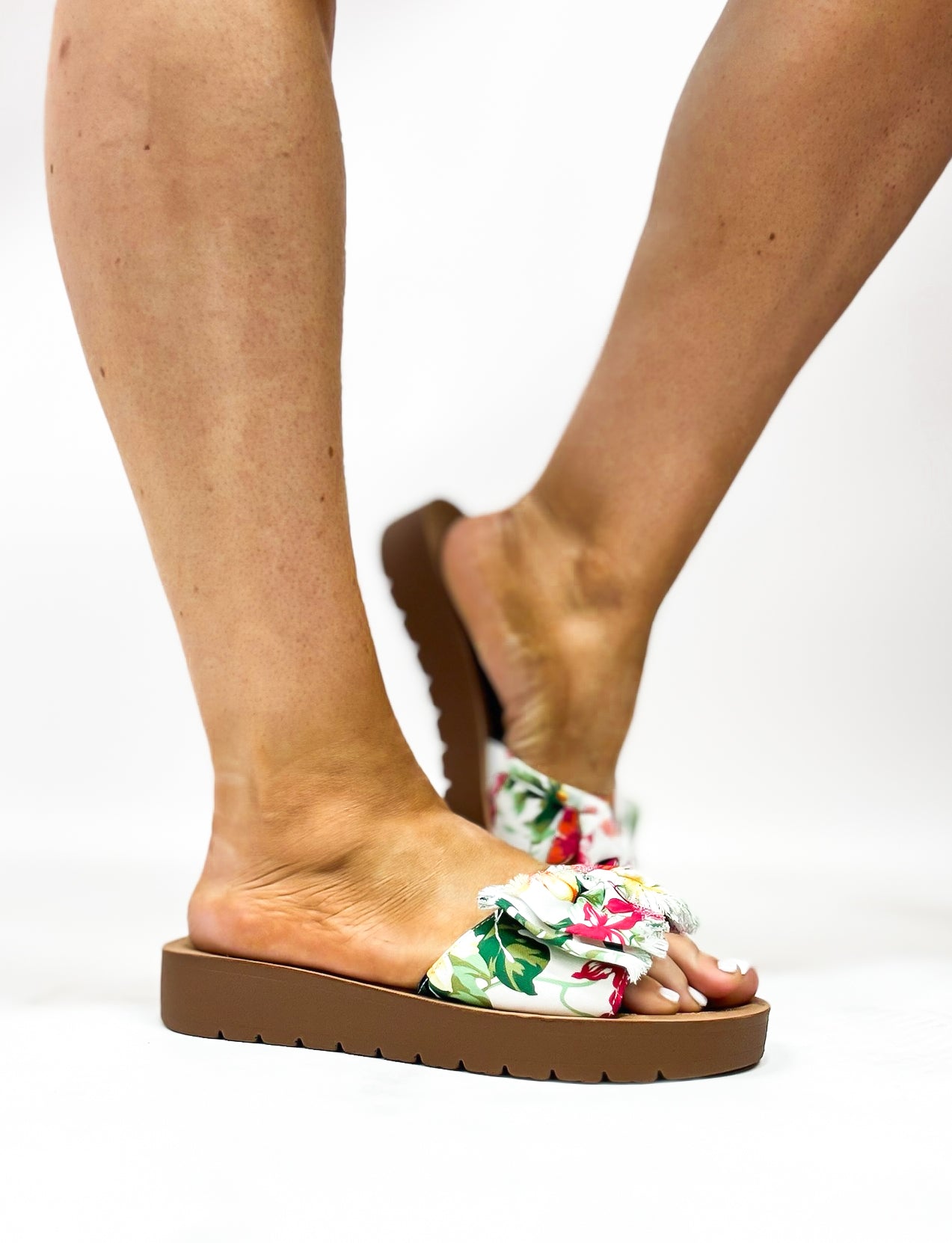 Corky's White Floral Spray Tan Sandals FINAL SALE