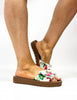 Corky's White Floral Spray Tan Sandals FINAL SALE