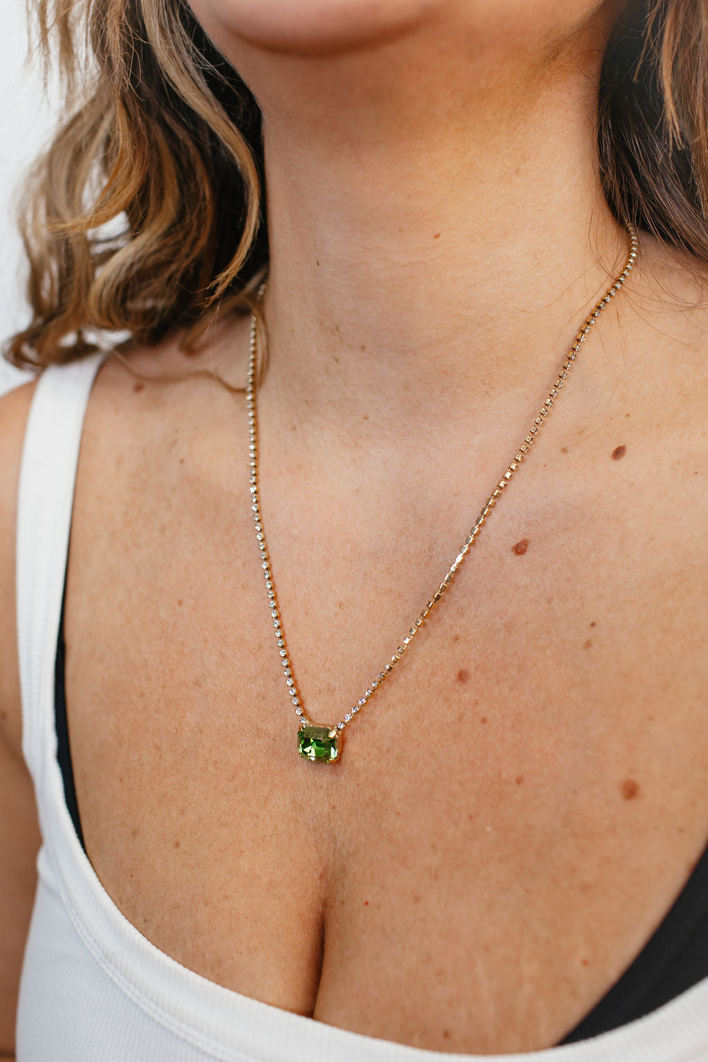 Tova Rhys Rectangle Necklace in Aqua Bohemica Champagne - FINAL SALE