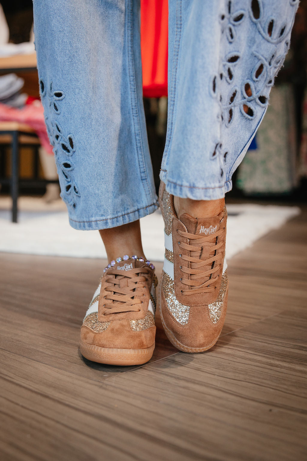 Corky's Chestnut Glitter Heads Up Sneakers