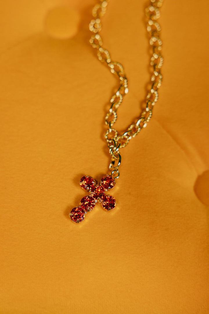 Mini Cross Charms in Orange Crush