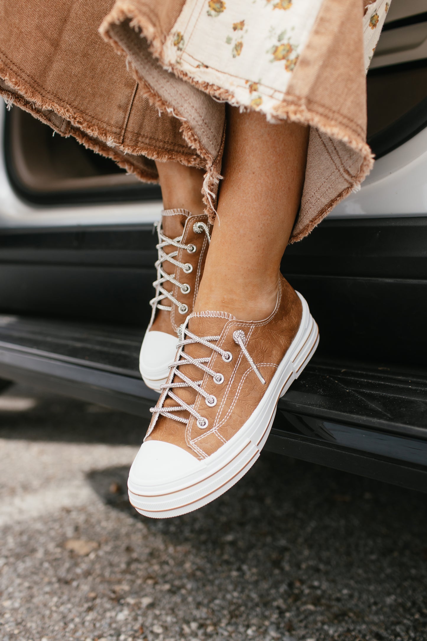 Very G Tan Madeline Tooled Sneakers