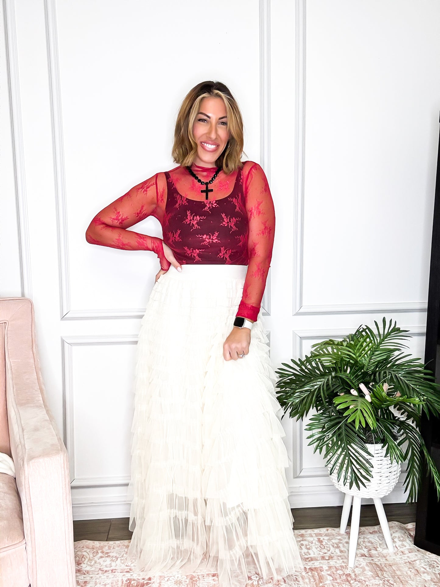Cascading Grace Maxi Skirt in Cream - Reg/Curvy - FINAL SALE