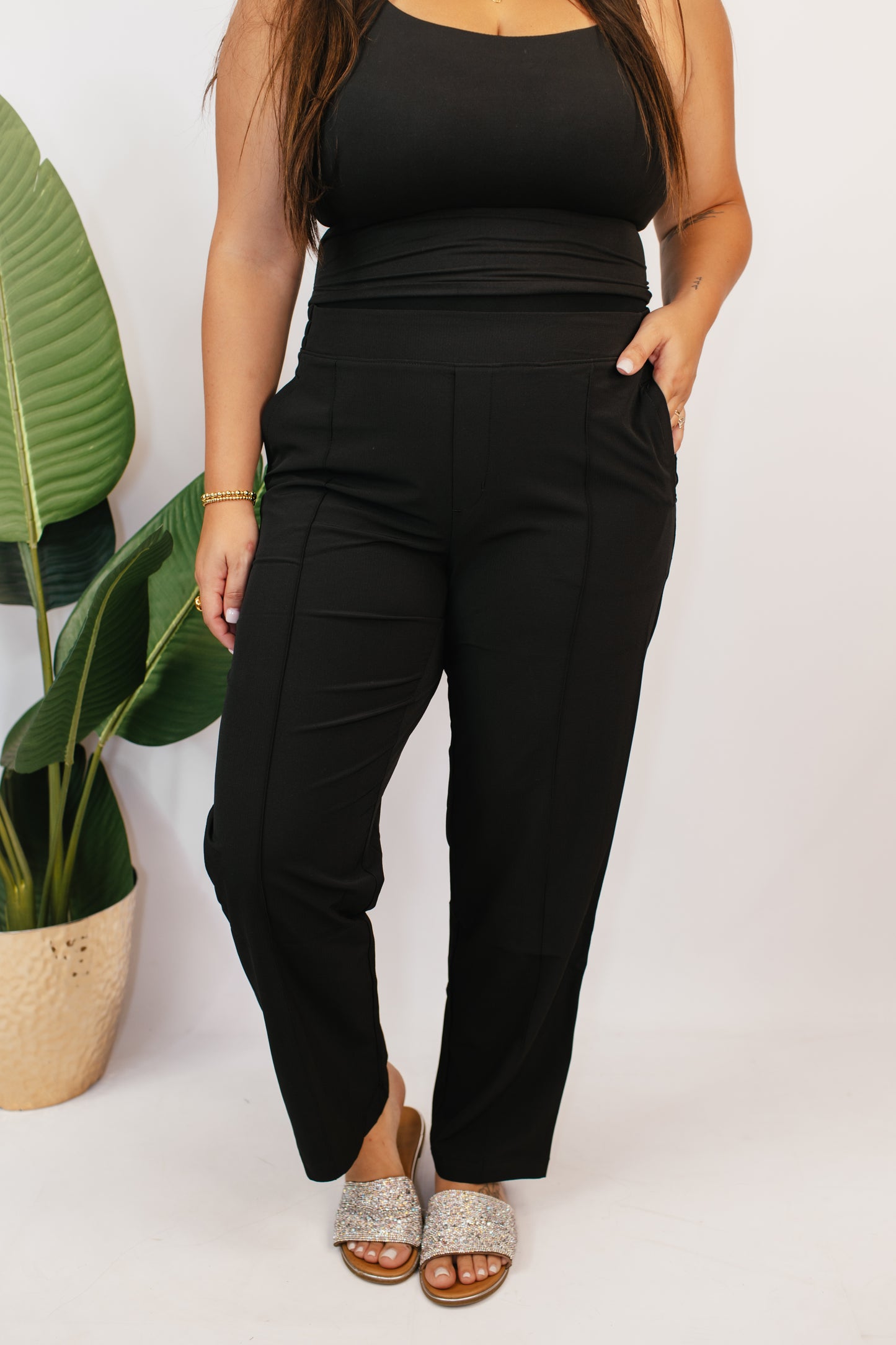 City Chic Tapered Black Trousers