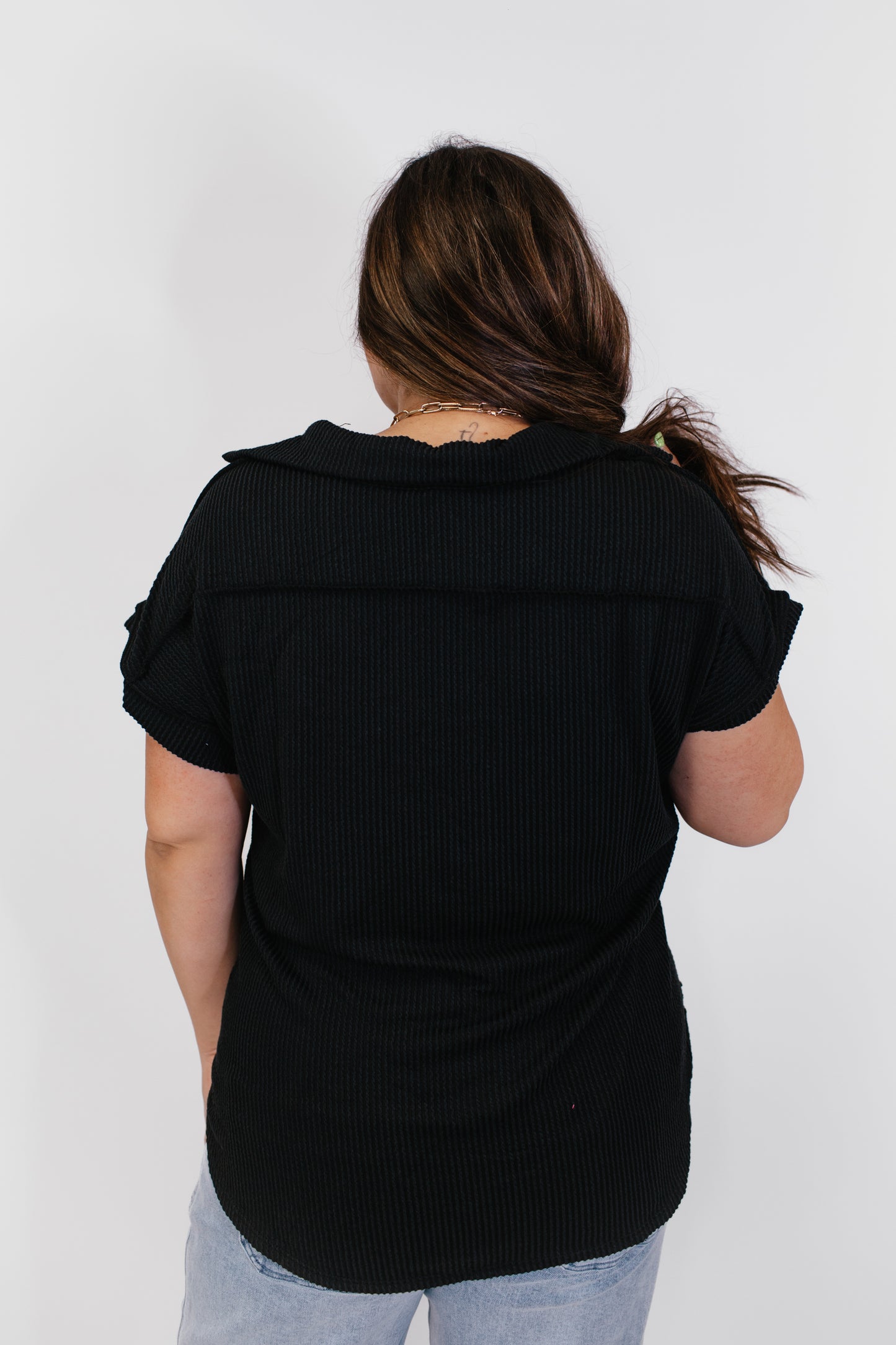 The Button Breeze Top in Black - Reg/Curvy- FINAL SALE