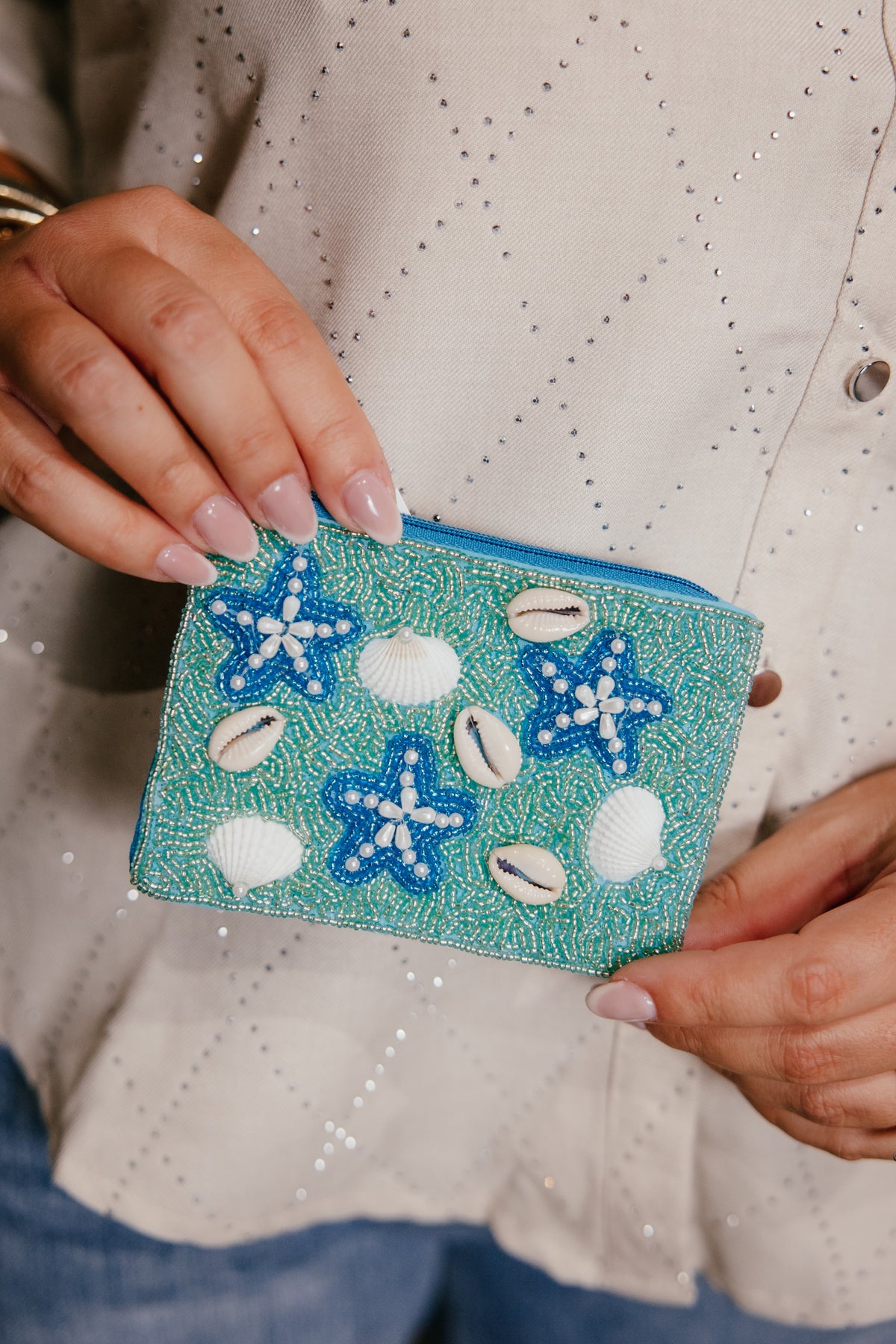 Sea Life Beaded Coin Bag