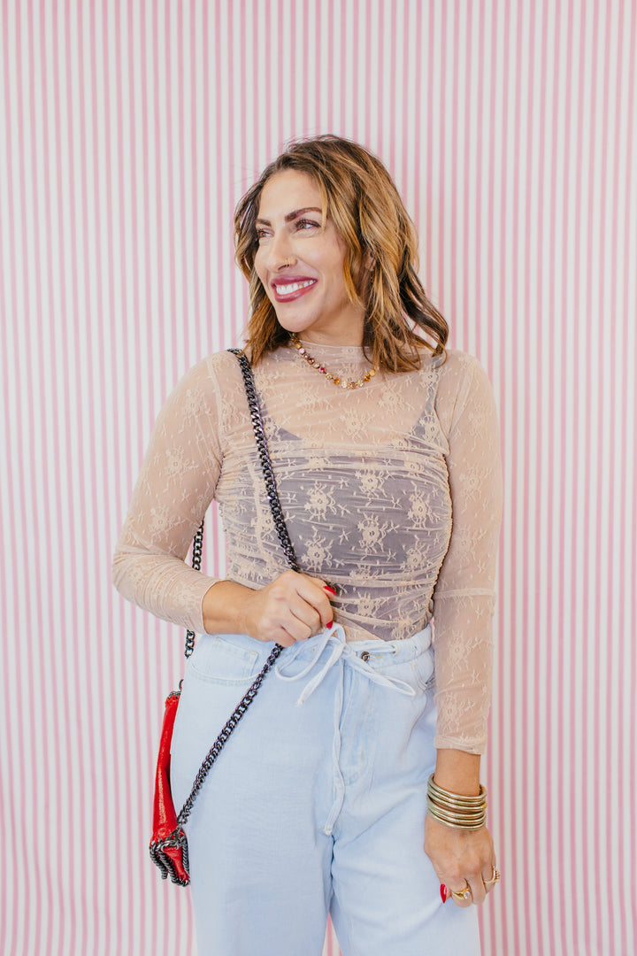 After Dark Lace Top In Nude