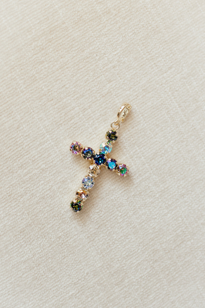 Cross Charm in Blue Skies and Sparkle